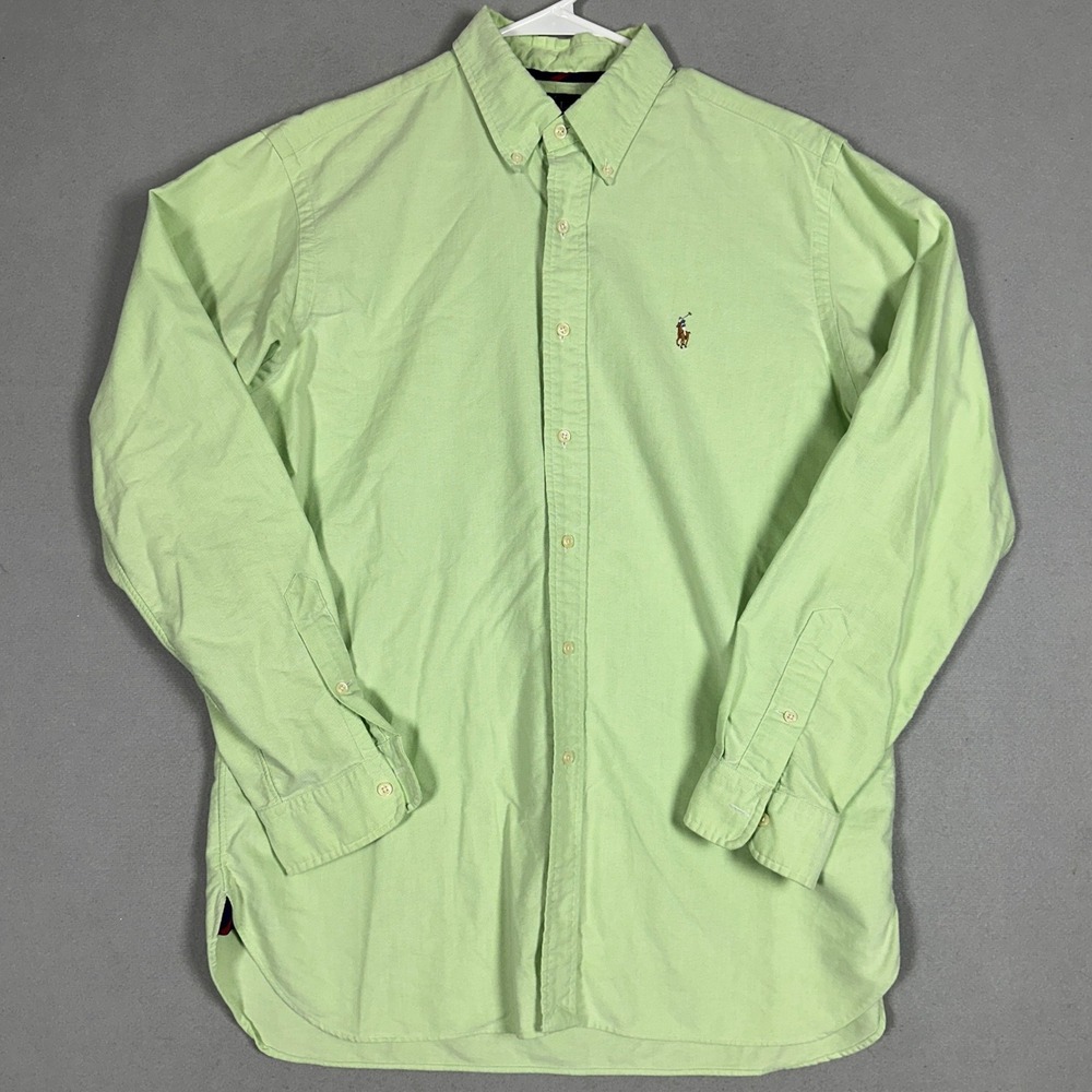 Ralph Lauren Shirt Mens Large Classic Fit Light Green Button-Down Flesh Pony EUC